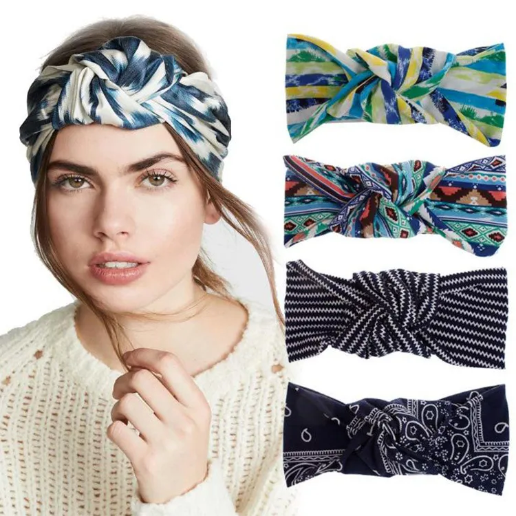 Clipes de cabelo de designer Barrentes Cruz Headband Mulheres Mulheres listradas Meninas Moda cabeça Envoltório Elástico Turbante Luxo Yoga Band