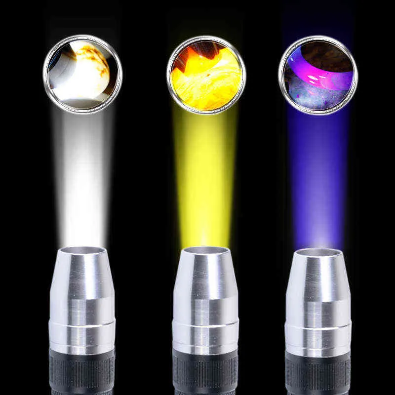Jade Identification Torch 3 IN 1 LEDs Ljuskällor Bärbar Dedikerad UV-ficklampa Ultravioletta ädelstenar Smycken bärnsten Pengar 211231