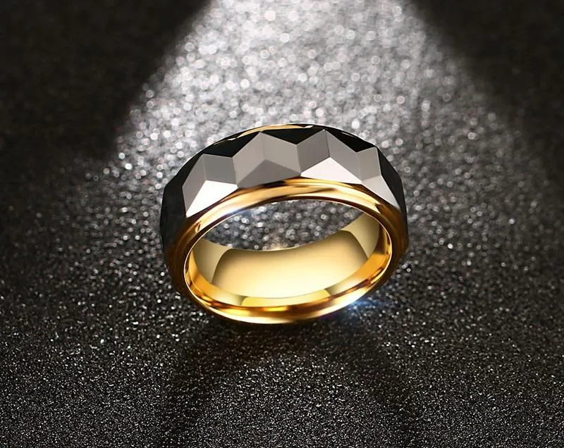 Anneaux de mariage recommandent la qualité supérieure 8mm en acier tungstène couleur or bijoux de fête pour hommes taille de bague 7 8 9 10 11 12283u