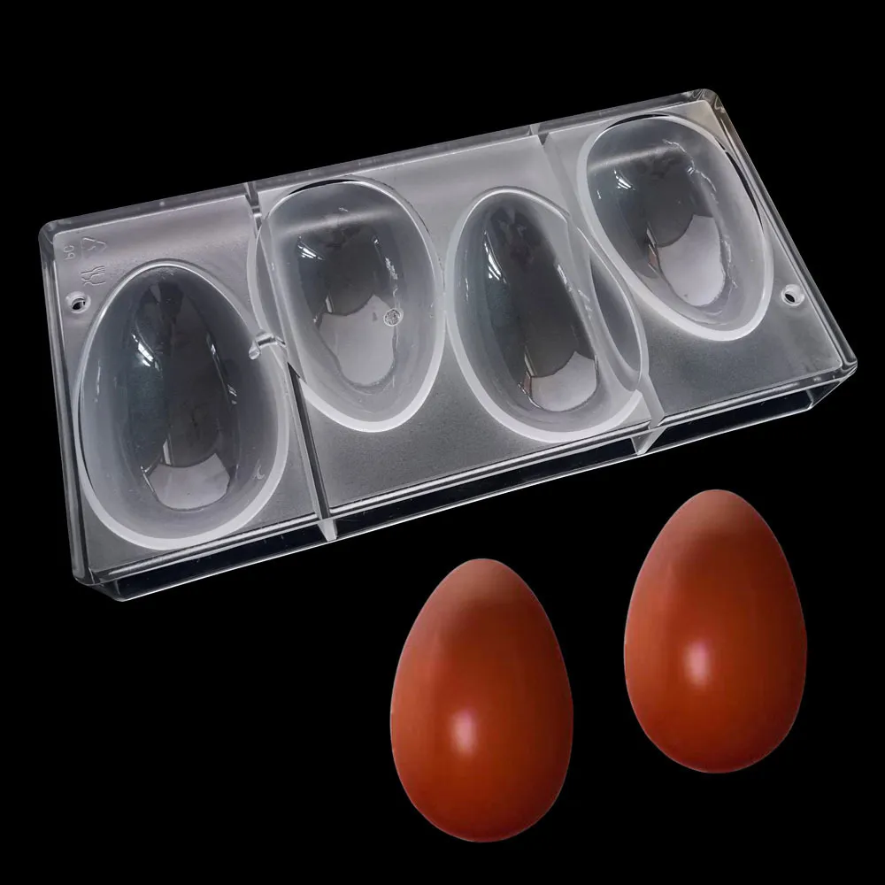 3D huevos de Pascua forma PC molde policarbonato grado alimenticio molde de chocolate caramelo para hornear pastelería gelatina herramienta Y200618242p
