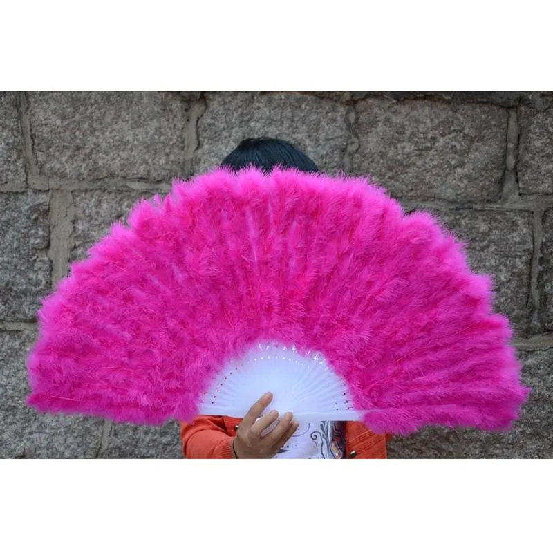 Party Favor Factory Direct s White Ladies Folded Turkey Feather Hand Fan Whole Handmade Fans For Dance Wedding Decoration 230B