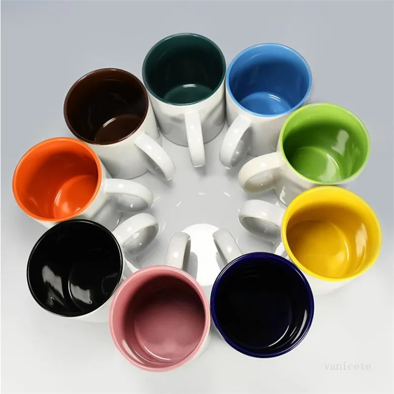 2021 nueva taza de cerámica de sublimación en blanco impresión de transferencia de calor taza de color interior transferencia prensa de calor taza de agua de impresión compras en el mar T9I001160