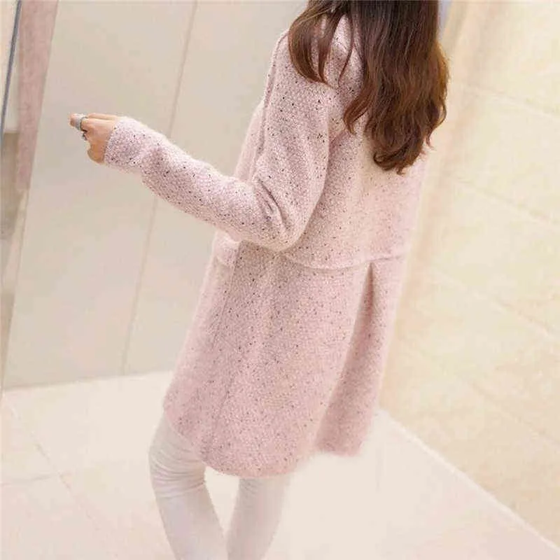 Winter Warm Women jacket coat Solid Color Pockets Knitted Sweater Tunic Cardigan Crochet Ladies Sweaters Tricotado Cardigan 211103