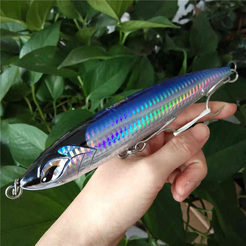 NOEBY Sea Fishing Lure Stickbait NBL9494 Matita Top Water 160mm 58g GT Bastone di acqua salata Esca artificiale 220107