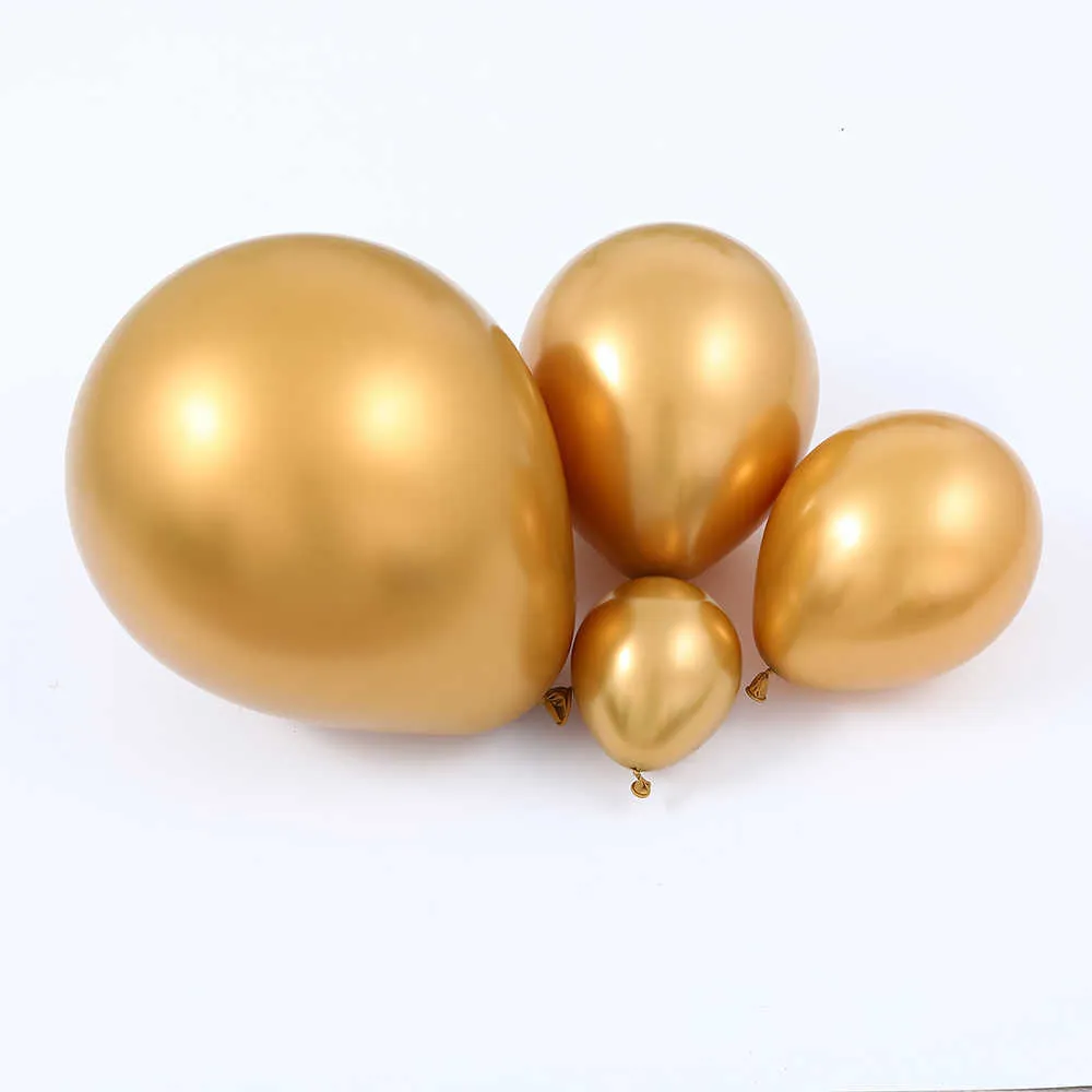 147 unids Globo de oro blanco Garland Arch Kit Gold Dot Chrome Metallic Latex Ballon Boda Fiesta de cumpleaños Decoración Baby Shower Globo 210626