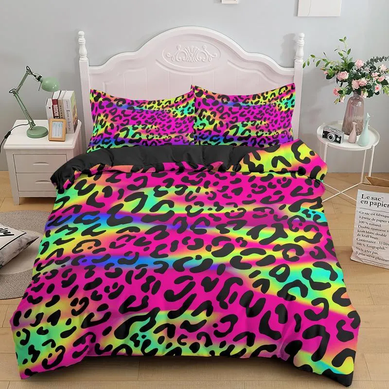 Luxury Leopard Print Bedding Set Däcke Cover Twin Full Queen King Size Bed Soft Comporter Bedclothes 2103099387897