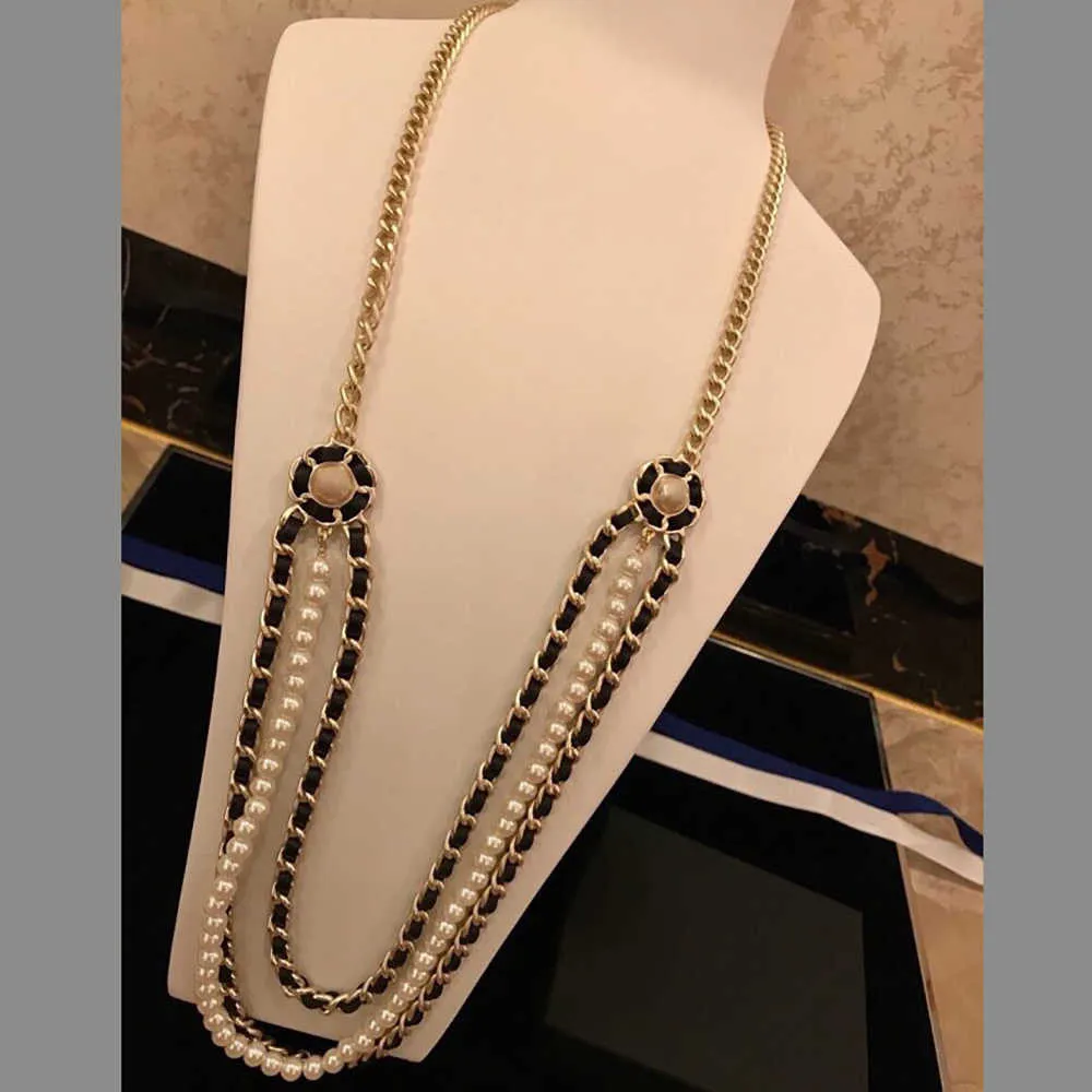 2020 marke Fashion Party Frauen Vintage Dicke Kette Leder Gürtel Gold Farbe Doppel Perlen Halskette Gürtel Partei Edlen Jewelry343I