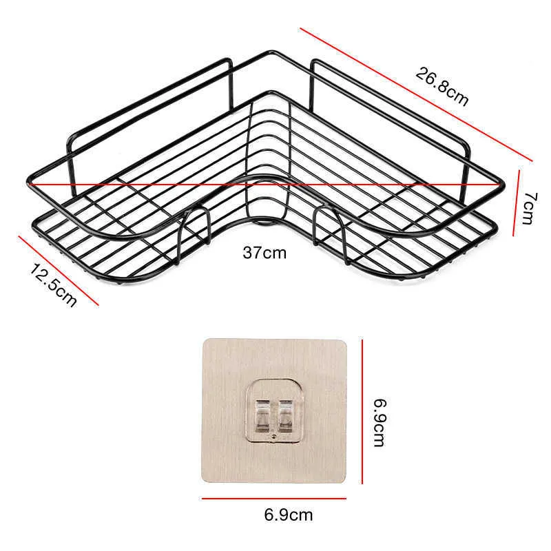 Scaffali shampoo da bagno Portaoggetti scaffali Punch Corner Organizer Mensola doccia con ventosa Accessori il bagno 210724