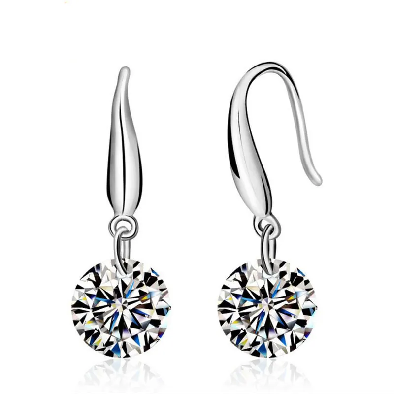 Otantik ince s925 sterling gümüş cazibesi küpeler swarovski kadın kristali kadın takı ikizleri mikro set2741