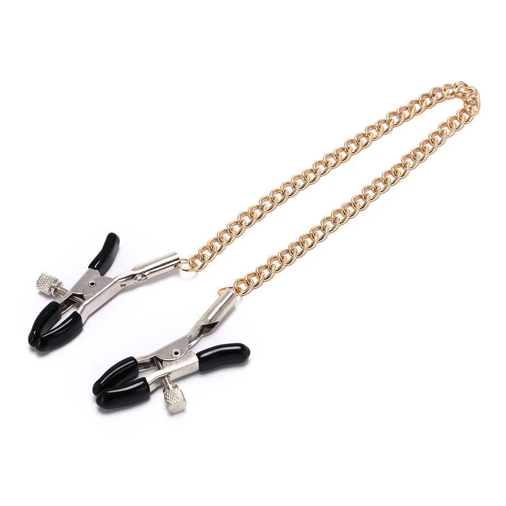 Exotic Accessories Gold Chain Fetish Nipple Clamps Shaking Milk Stimulate For Couple Body Jewelry Accessories P0816