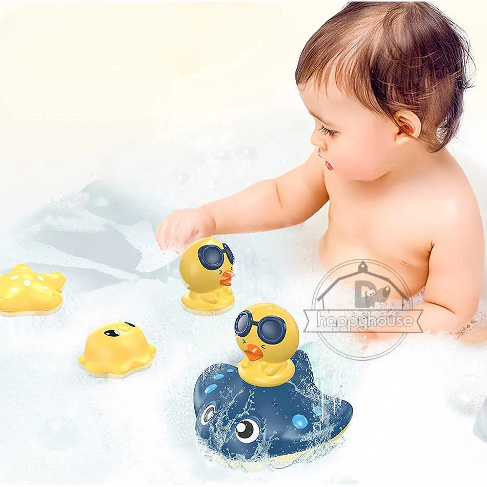 赤ちゃん風呂のおもちゃスプレー水のシャワー水泳プール子供のためのボートを回るおもちゃライオンズバスタブ幼児子供210712