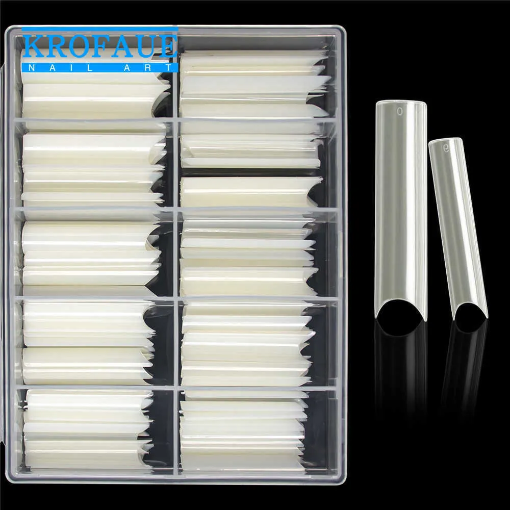 10 Kutular C Kavisli Düz Sahte Çivi XL Uzun Kare Yanlış İpuçları Manikür Sanatı Yapay Akrilik Doğal 210630