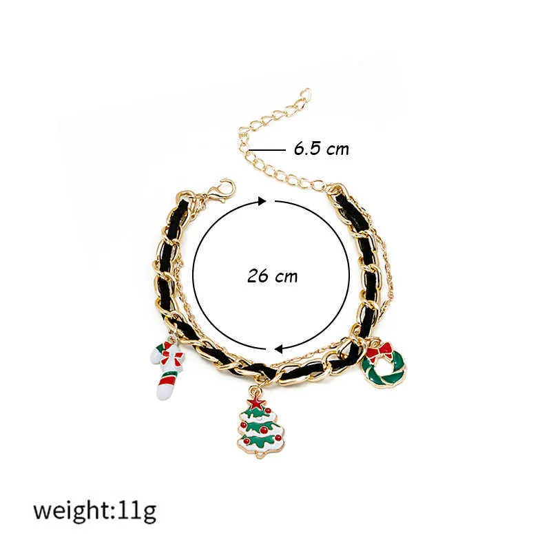 HUANZHI 2021 nouveau noël Elk cloches béquille pendentif multicouche chaîne Bracelet pour dames filles mode accessoire fête bijoux G1026
