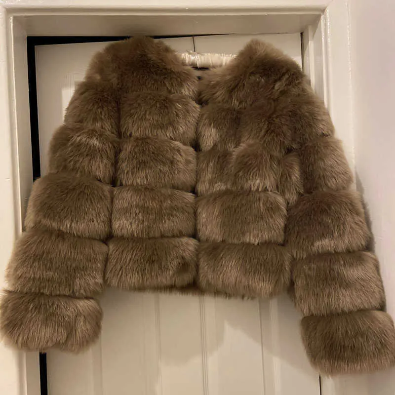 Zadorin Z Długim Rękawem Faux Fur Coat Kobiety Zima Moda Grube Ciepłe Fur Coats Odzieżowa Fałszywa Kurtka Plus Rozmiar 211019