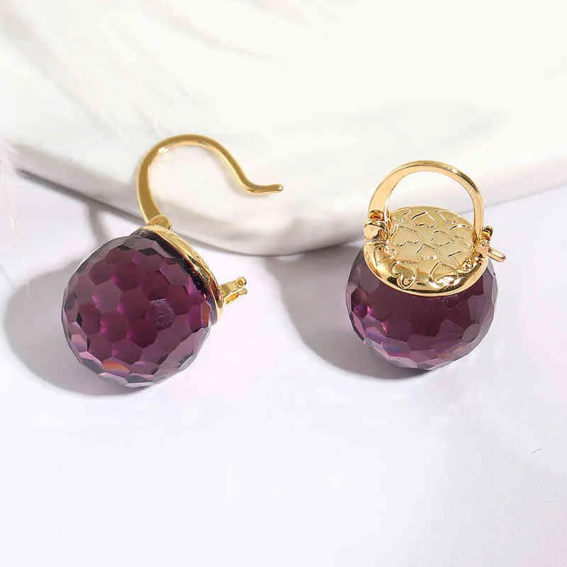 Sey Luxury Fashion Jewelry Purple Austrian Crystal Ball Heart Drop Drop Earrings Wedend Party Accessories for Women 2201218599606