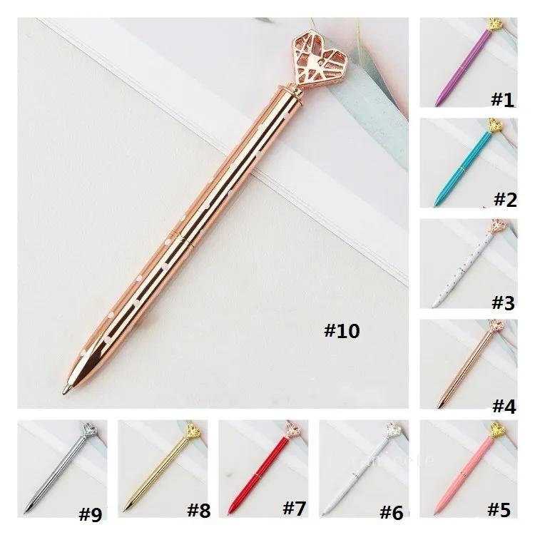 Creative Heart Shaped Ballpoint Pen DIY Metal Ball Pens Office School Supplies Valentine's Day Gift T2I53293