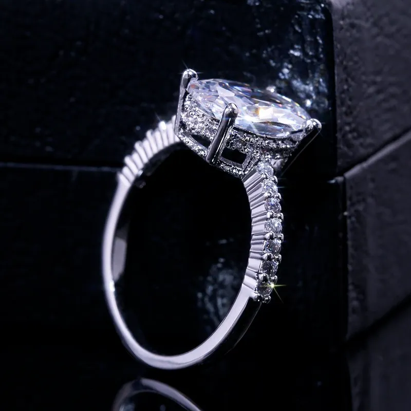 Big Oval Cut Zircon Ring Micro Paved CZ 925 Ring for Women Jewelry Silver Female Rings Wedding1357385