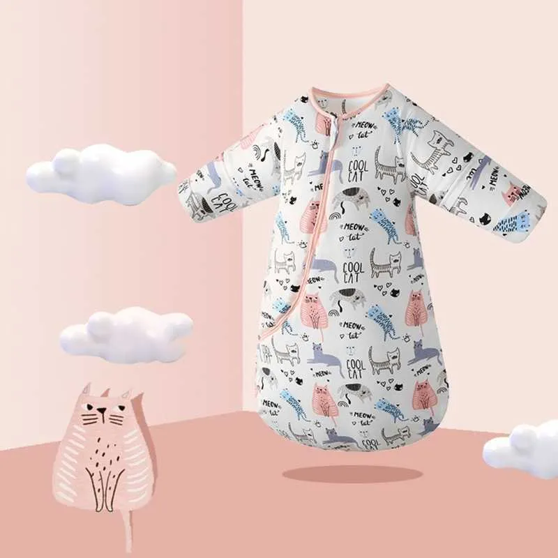 Bebê Saco de dormir com mangas compridas destacáveis ​​outono inverno quente macio Sleepwear Sleepwear criança infantil Sleepsack 211023