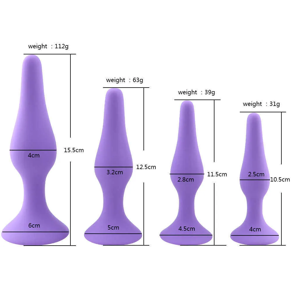 Przedmioty do masażu 4 rozmiary silikonowy korek analny koraliki Butt Plug dla początkujących zabawki erotyczne dla mężczyzn Gay Anus Dilator masażer prostaty bez wibratora 18+