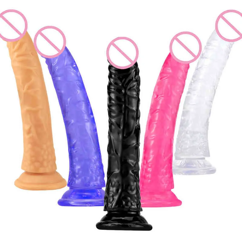 NXY Dildos Anal Toys Little Old Four Crystal Transparent Pvc Penis Plug Masturbation Female Egg Free False Small j 0225