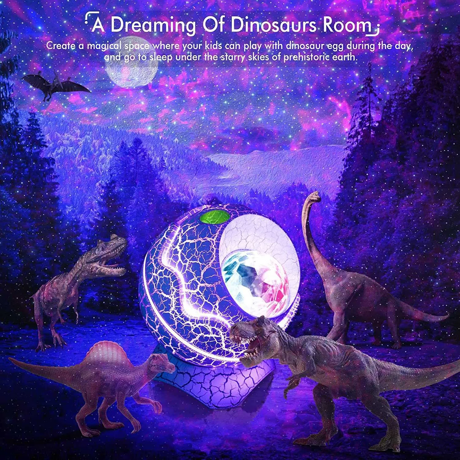 ギャラクシー星空プロジェクターナイト照明装飾装飾装飾ベッドルーム睡眠用ホワイトノイズギフト恐竜卵シェルランプ260B