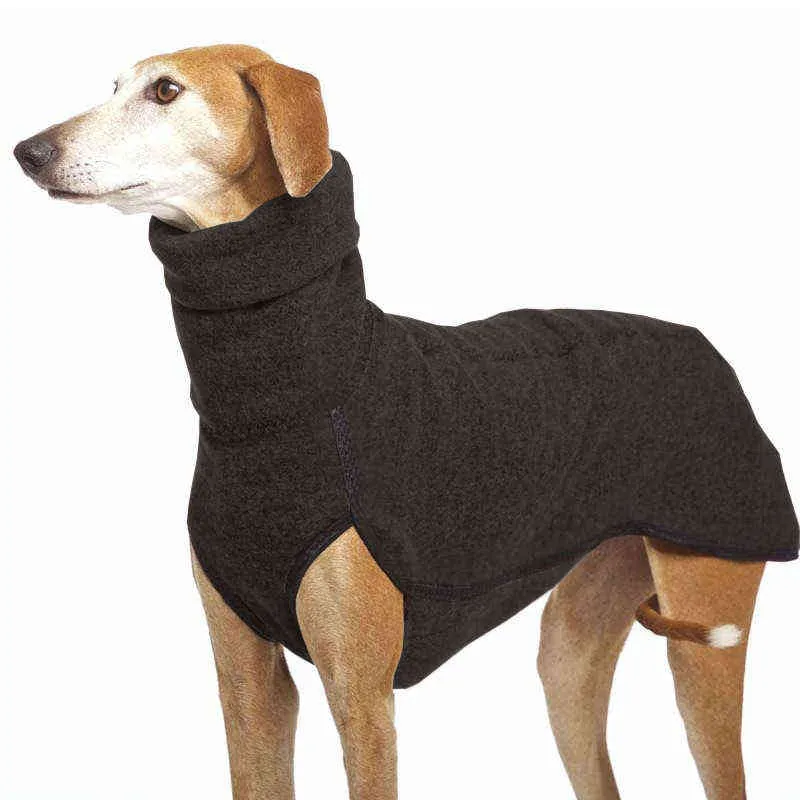 Stitching Solid Färg Varm Hög Krage Hund Kläder Slitstarkt Vinter Polar Fleece Varm Dog Suit Vest High Neck Pet Jacket Kläder 211106