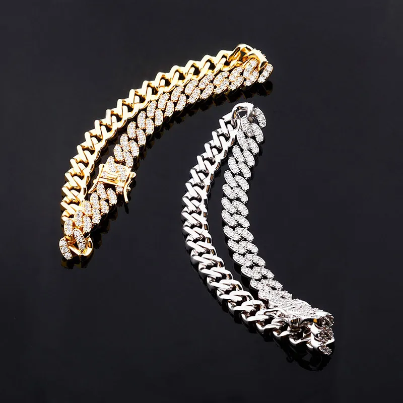 Iced Out Chains Men Women Anklets Hip Hop Bling Diamond Ankle Bracelets Gold Silver Cuban Link Fashion Body Anklets Jewelry355C