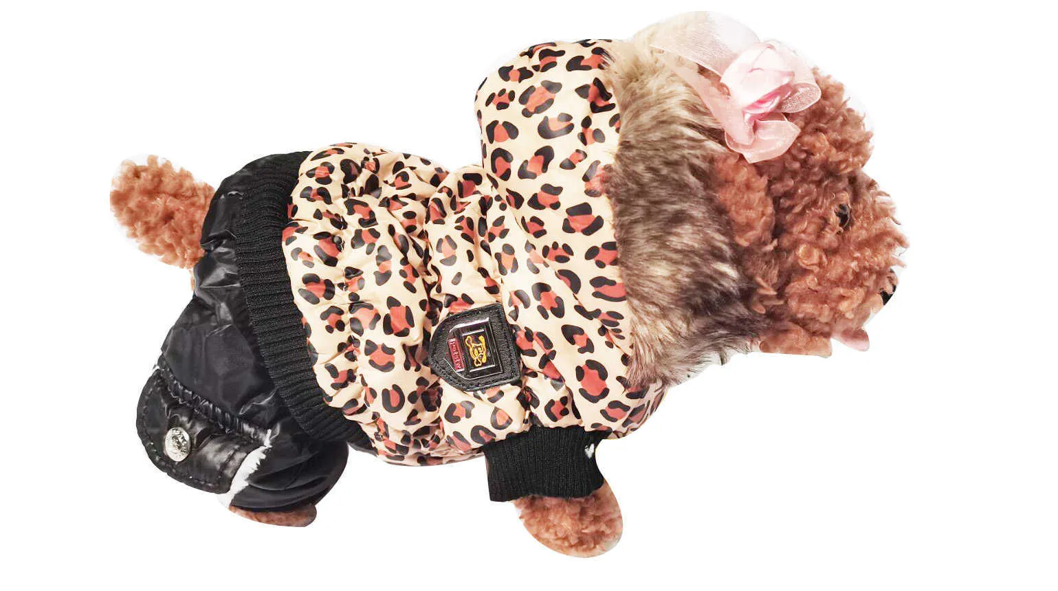 Leoparden-Kleidung für kleine Hunde, Winter-warme Welpen-Haustier-Hundemäntel, wasserdichte Kapuzen-Hundejacke, Overalls, Chihuahua-Yorkie-Kleidung 211007