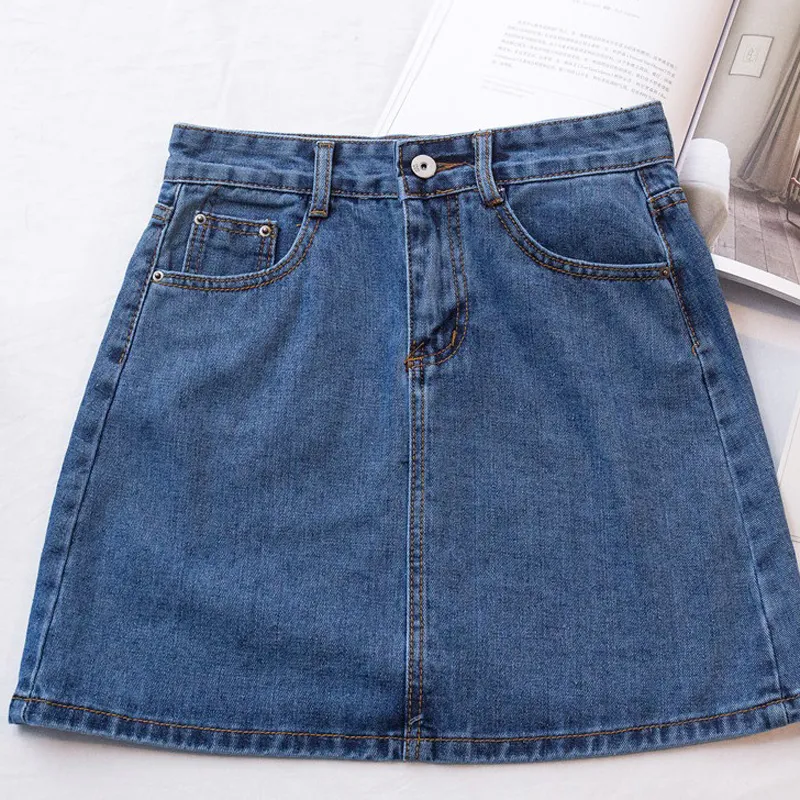Zoki Gonna di jeans da donna a vita alta Moda sexy Estate Ragazze coreane Jeans Minigonna Plus Size Gonna corta da donna in cotone 210306