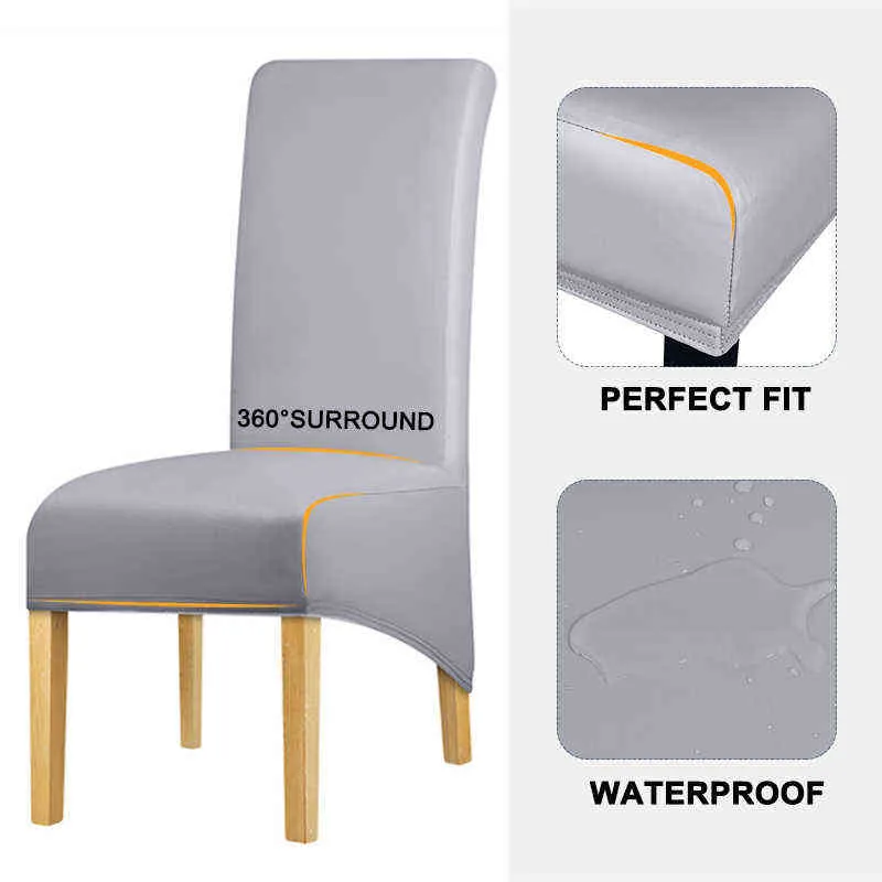 Waterdichte PU-stof Lange Back Chair Cover King Covers Elastische Wasbare Home El Banquet 211116