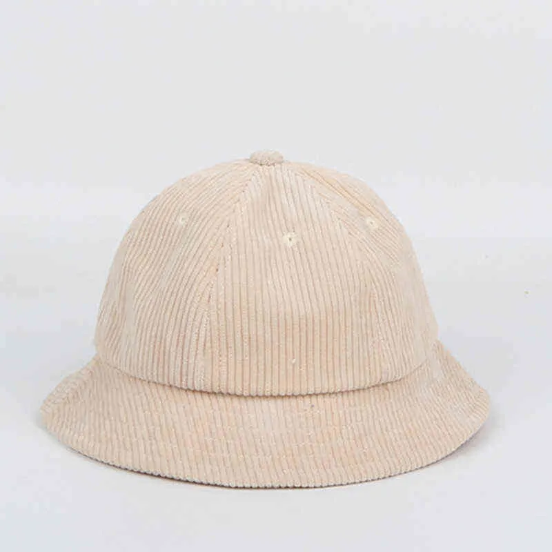2021 quatro estações corduro cor sólida cor balde chapéu pescador chapéu ao ar livre viagens chapéu sol tampão para crianças meninos e meninas 04 y220301
