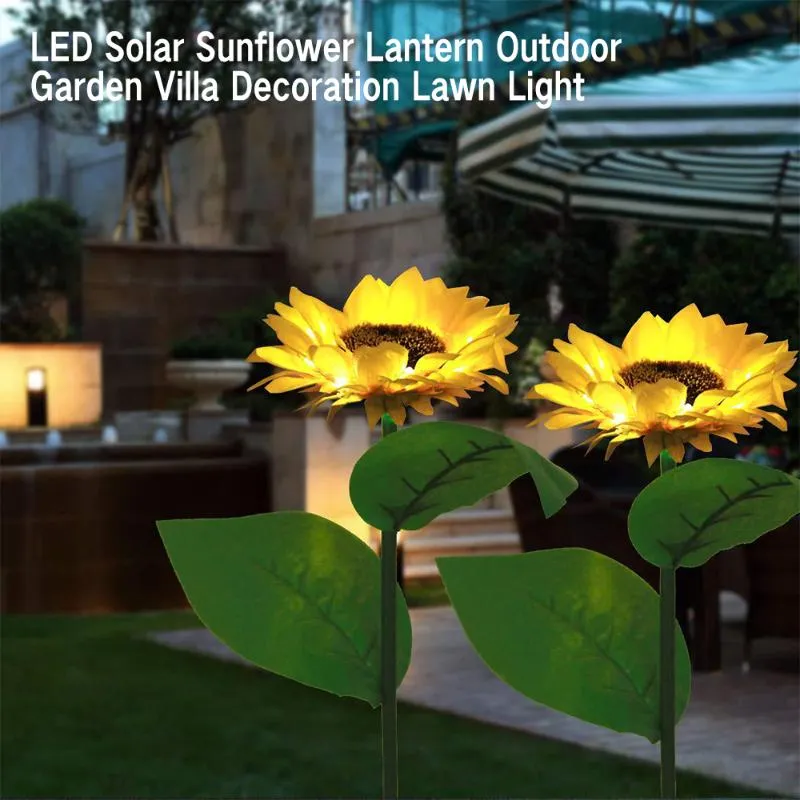 2 pièces lumière solaire de Style tournesol LED pelouse pour jardin extérieur cour jardin extérieur lampes solaires de tournesol puissantes veilleuse 263d