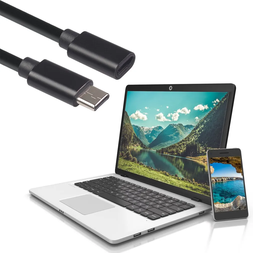 Przedłużacz typu c męski na żeński 1.5M USB C złącze przewodu prostownika 20V 3A kable do tabletu z funkcją telefonu transmisja danych