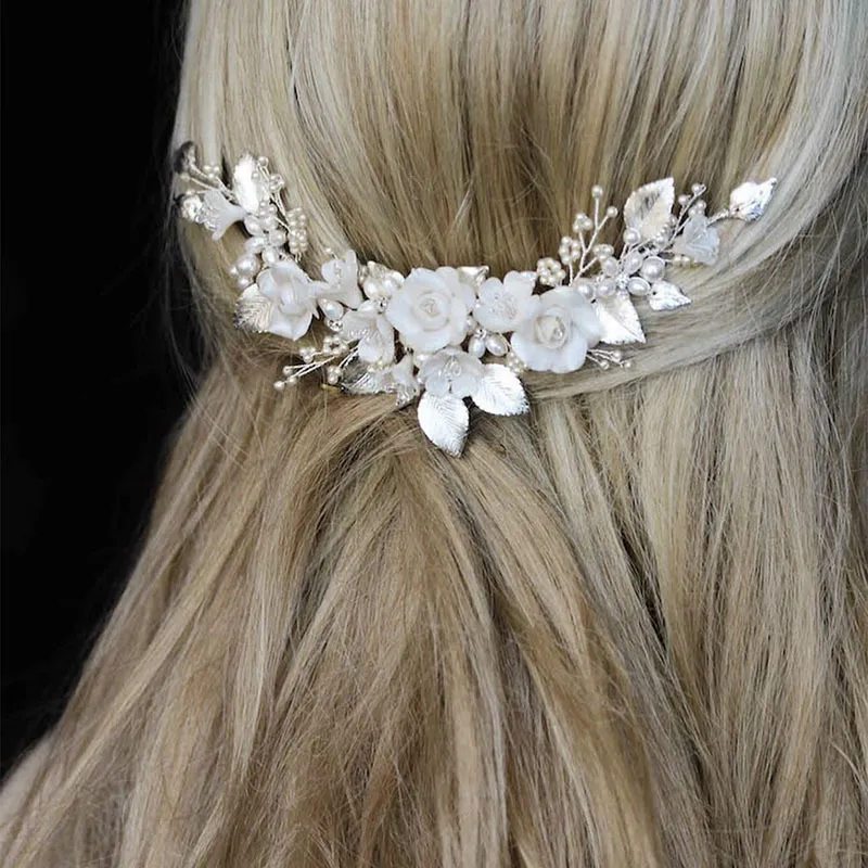 SLBRIDAL fait à la main perles d'eau douce Ceram fleur peigne de mariée coiffure de mariage accessoire de cheveux demoiselles d'honneur femmes bijoux