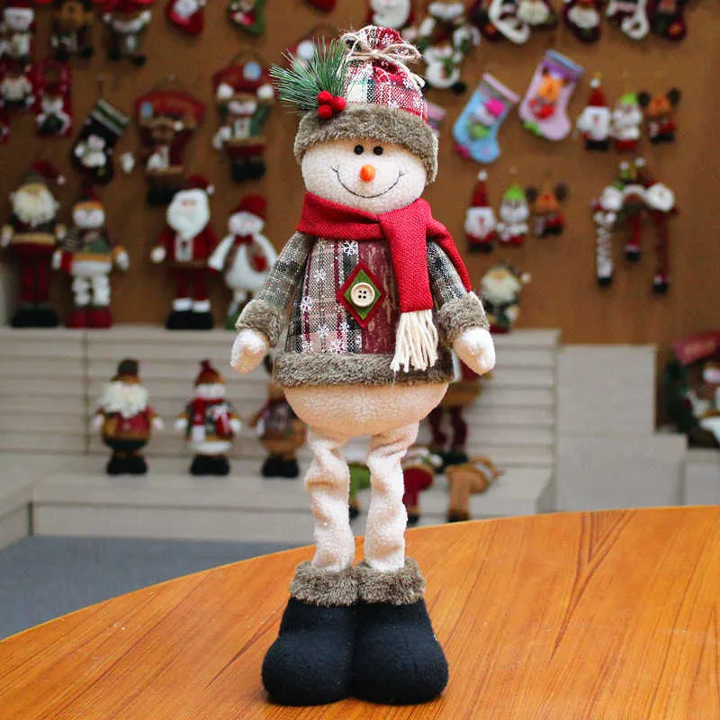 Décor d'arbre de noël, ornement d'année, renne, bonhomme de neige, père noël, poupée debout, décoration de maison, joyeux hauteur 48cm, 210911310d