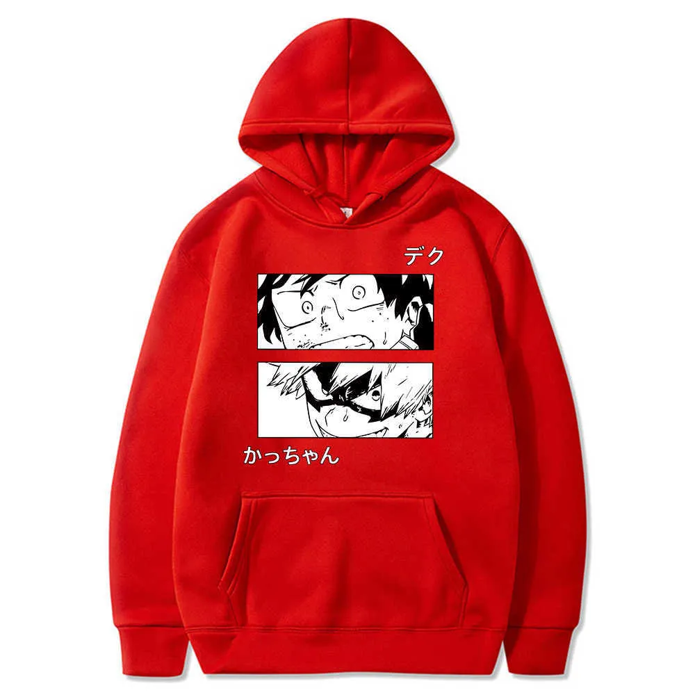 My Hero Academia Sweat à capuche Anime Bakugou Deku Pull à capuche décontracté pour hommes Hip Hop Streetswear Sweat à capuche Y0803