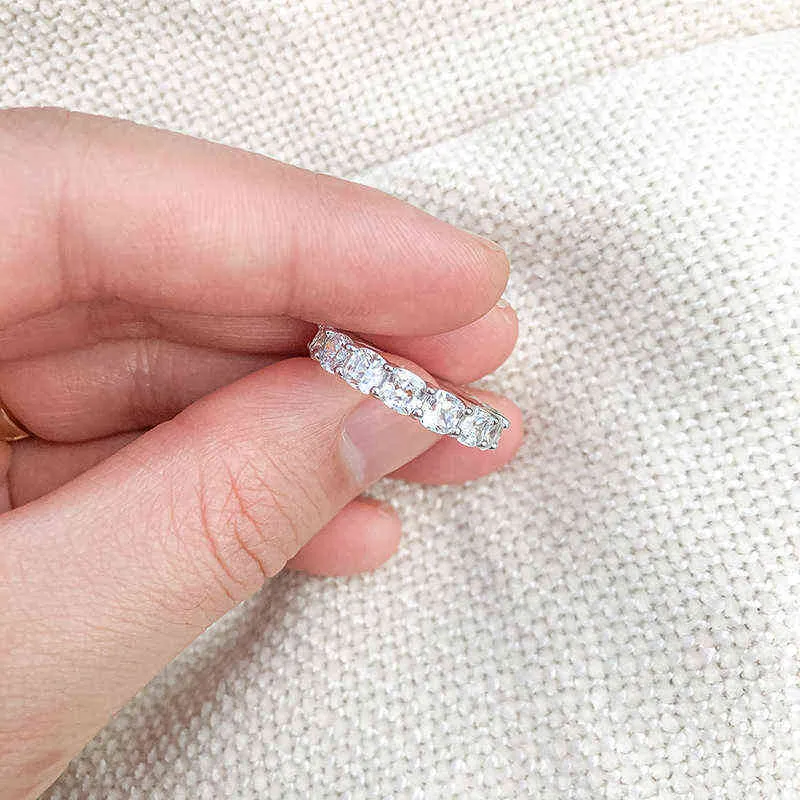 Femmes bandes de mariage 925 en argent Sterling fiançailles supérieure SONA diamant couleur or blanc anneaux cadeau 2112175830428