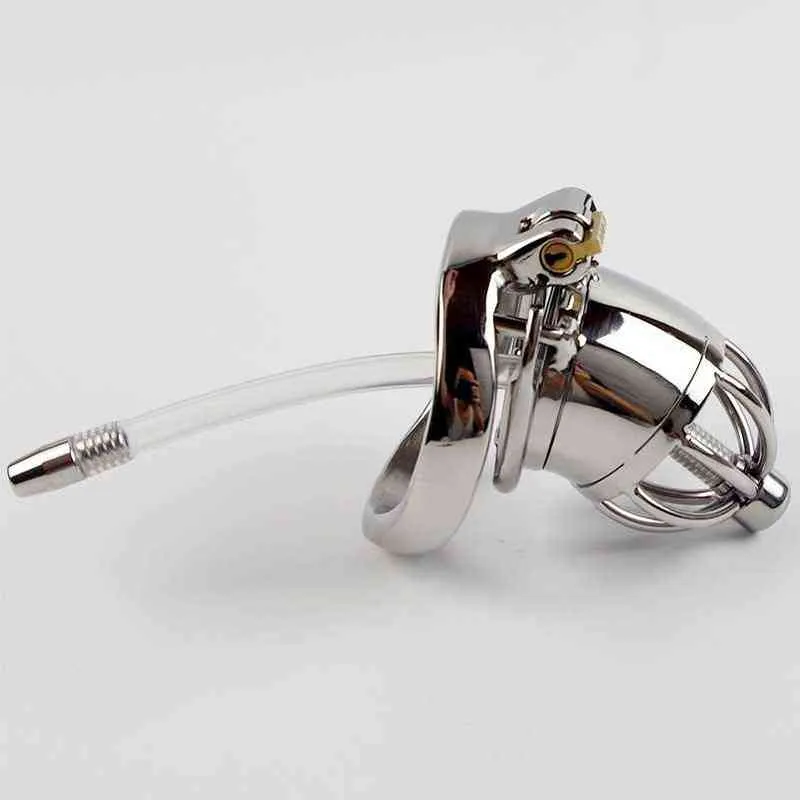 NXY Cockrings 304 Stainless Steel Chastity Device with Urethral Sounds Catheter and Spike Ring s l Size Cock Cage Choose Male Belt 0215