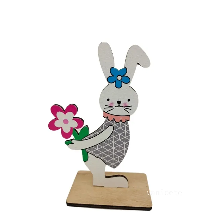 Party Favor 10 Styl Home Drewniane Ozdoby Kreatywny Easter Bunny Drewniane Desktop Wielkanoc Dekoracja T2I53238