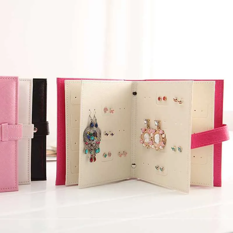 귀걸이 저장 상자 주최자 홀더 도서 디자인 휴대용 여행 보석 화장품 디스플레이 가방 케이스 210922