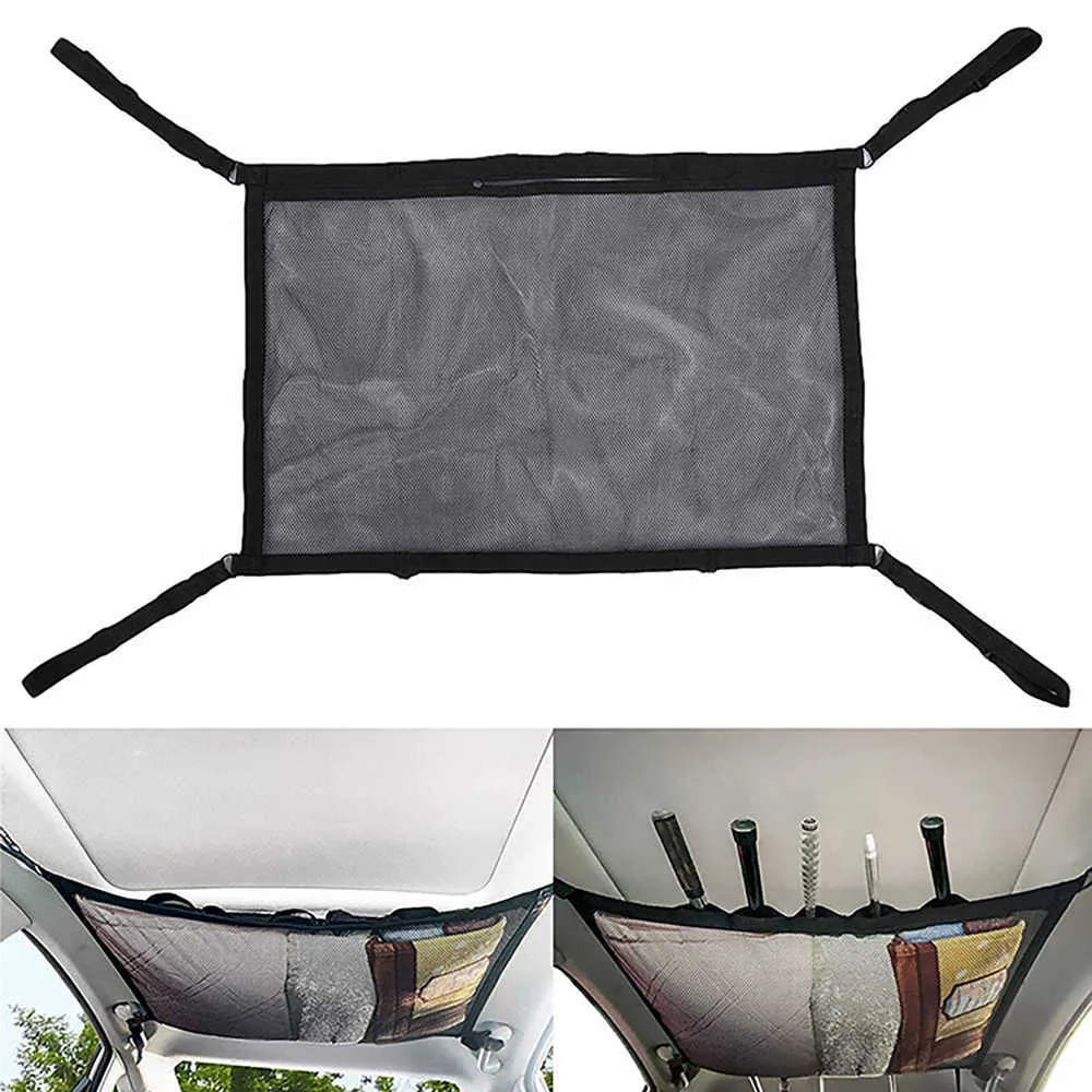 Universal Multifunction Car Ceiling Storage Net Pocket Car Roof Interior Cargo Net Bag With Zipper Car Trunk Storage Receive Bag1306310