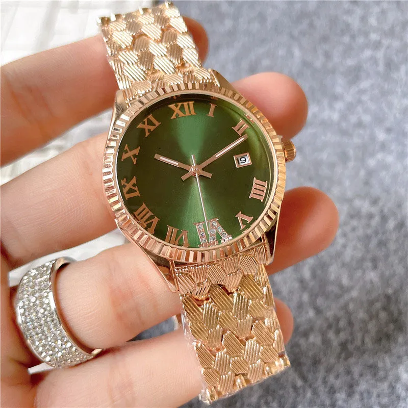 Relojes de marca para mujer y niña, reloj de pulsera de cuarzo con banda de acero y Metal estilo números romanos grandes y hermosos X208