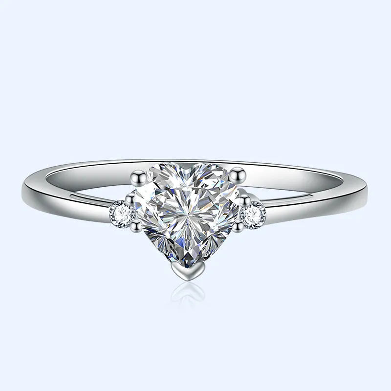 Simple Heart Solitaire Ring 925 Серебряный серебряный подарок на вечность обручальные обручальные кольца для женщин