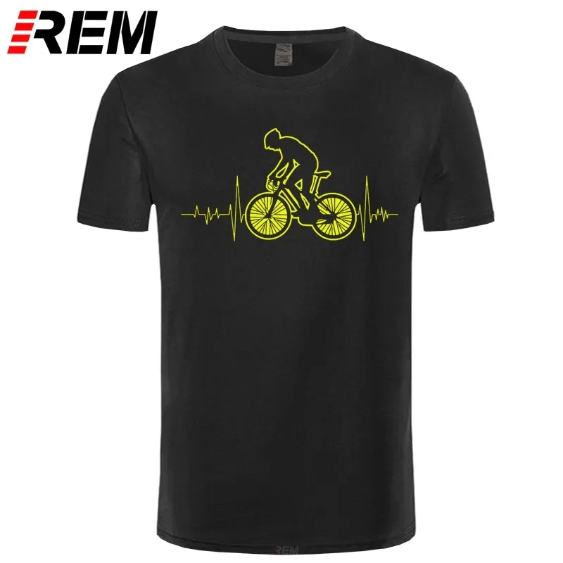 Rem Mountain Jazda na rowerze MTB T Shirt Marka Odzież Rowery Koszula Rower Mountain Heartbeat Śmieszne Rowerowe Kolarstwo Prezent T-shirt 210317