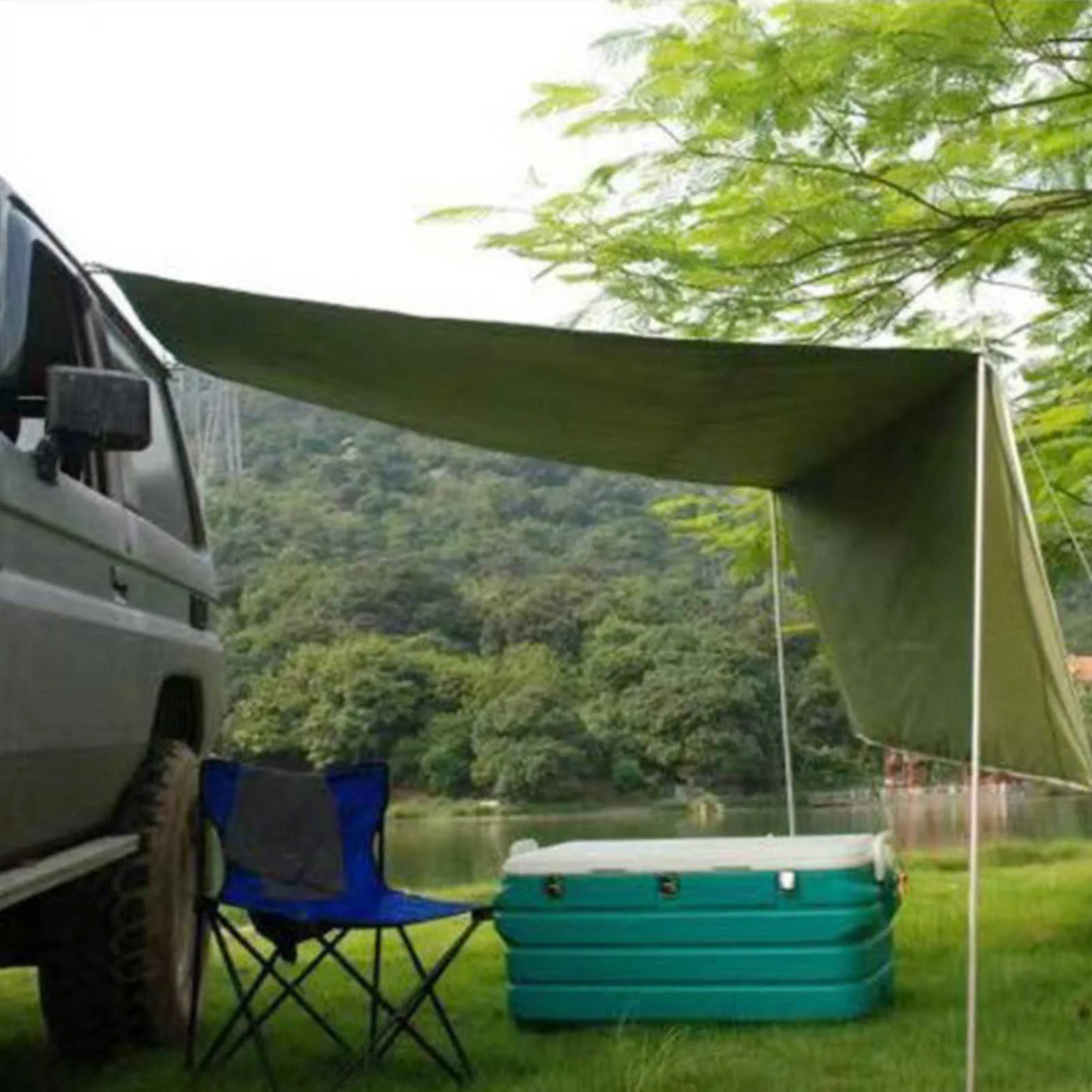 Portable Car Side Awning Rooftop Tent Sun Shelter Shade 2.8*1.8m SUV Camping Canopy Outdoor Travel Hiking Tents Accessories Kit Y0706