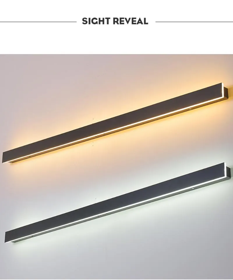 Buitenwandlampen LED-licht Lang Modern Waterdicht IP65 Villa Veranda Tuinlamp Exterieur Zwart Sconces214g