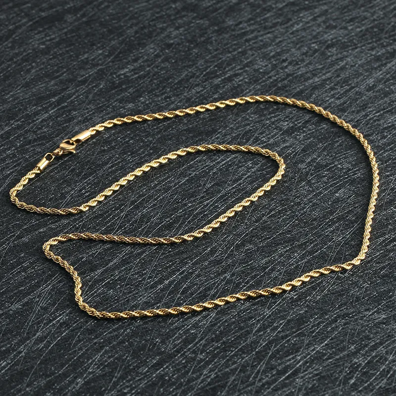 Золотое ожерелье Hiphop Chain Мужчины Женщины Пара 24 мм ожерелья с длинной колье из нержавеющей стали Водонепроницаемое мужчины связывают ожерелье1711641