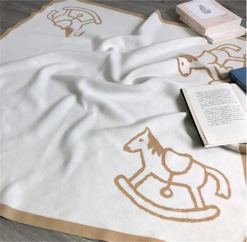 Coperte di design di lusso con motivo pony neonati, coperta in scialle di cotone di alta qualità, taglia 100, 100 cm, caldo Natale gi2494