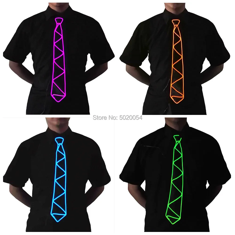 Kostümzubehör Männer Geschenk EL Draht schwarze Krawatten Hochzeit Party Dekor Neon LED leuchtende Fliege Krawatten für Männer Jungen Kinder