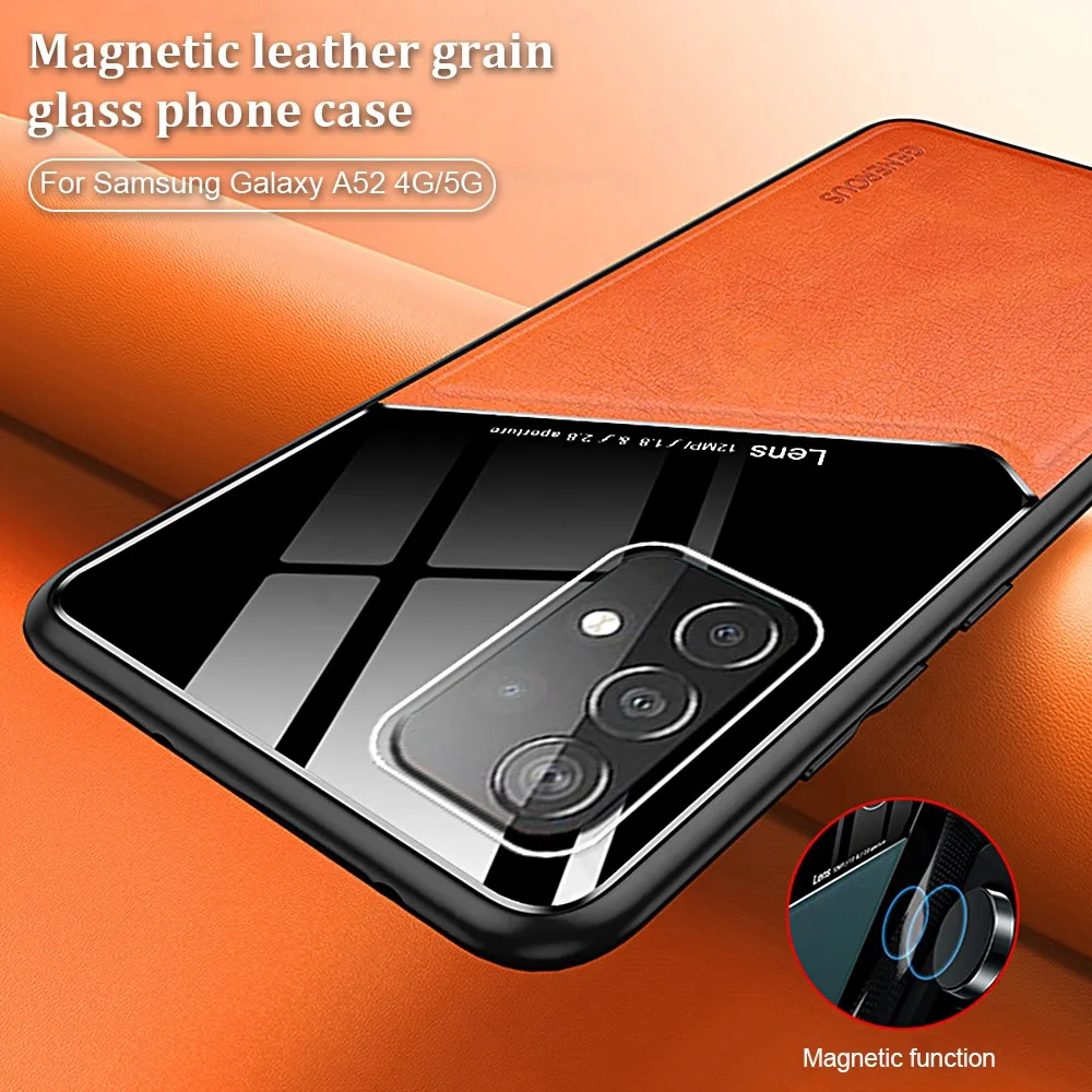 Custodia magnetica telefono con supporto magnetico auto in silicone di lusso Samsung Galaxy A 72 52 A32 A42 A12 S21 S20 Ultra Plus A72 A52 Cover in pelle18982686642